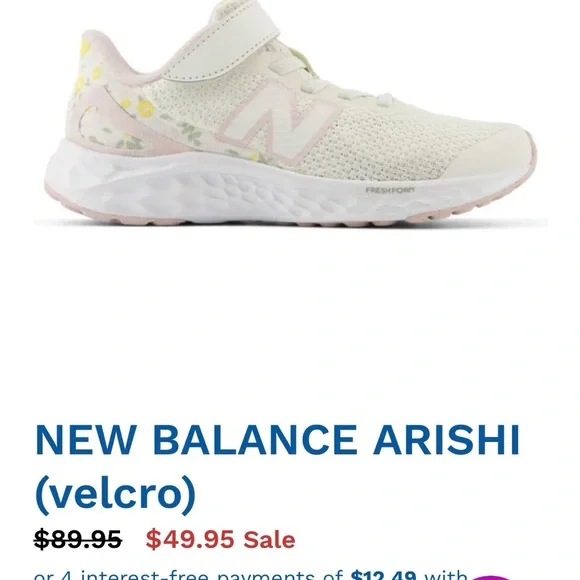 New Balance Arishi Kids Sneakers - Cream and Pink - Picture 1 of 10